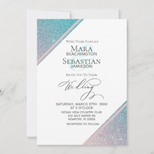 Invitation *~* Ombre Turquoise Beach Parties scintillant Mari