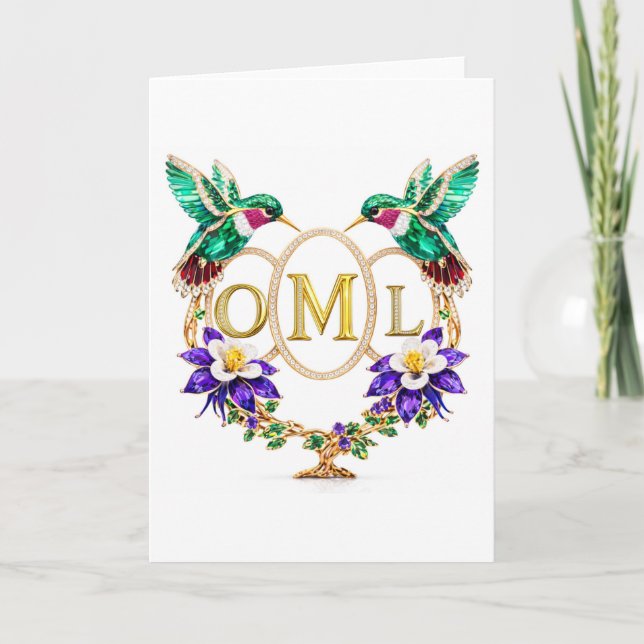 Invitation OML Hummingbird Any Letters Custom Folded Wedding (Devant)