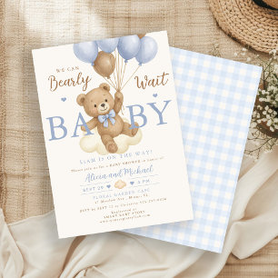Invitation On attend à peine bébé ours bleu garçon shower