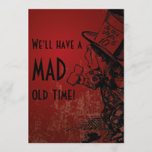 Invitation On aura un vieux temps fou ! (Mad Hatter - rouge)