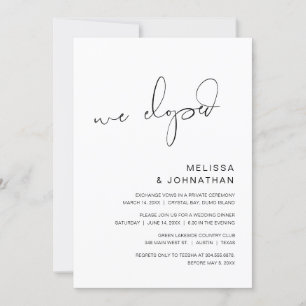Invitation On Eloped, Parti Mariage Elopement