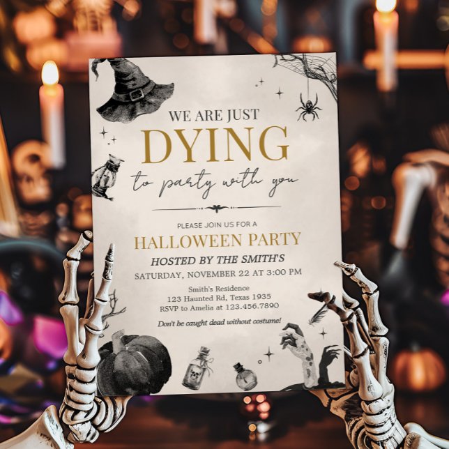 Invitation On meurt à la fête gothique d'Halloween (We're Dying to Party Halloween Party Invitation)