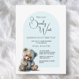 Invitation On peut attendre avant l'aquarelle Baby shower ble