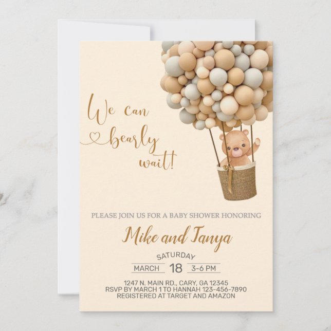 Invitation On peut attendre avec impatience la montgolfière e (Devant)