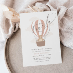 Invitation On Peut Attendre   Baby Girl Pink Air Balloon