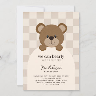 Invitation On peut attendre   Baby shower de face de l'ours m