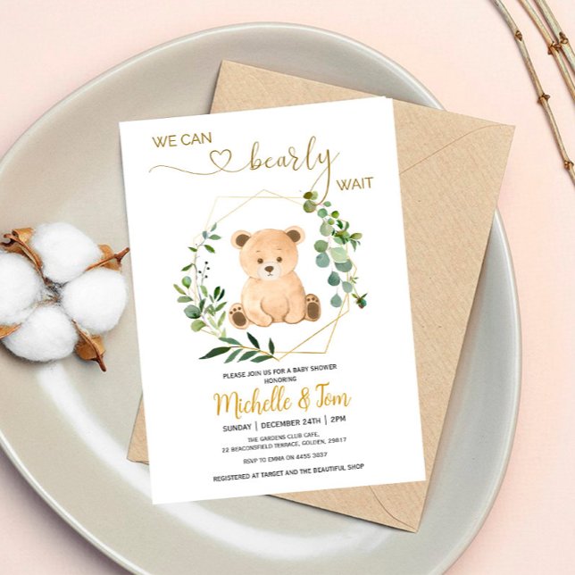 Invitation On Peut Attendre ! Baby shower de l'ours (Créateur téléchargé)