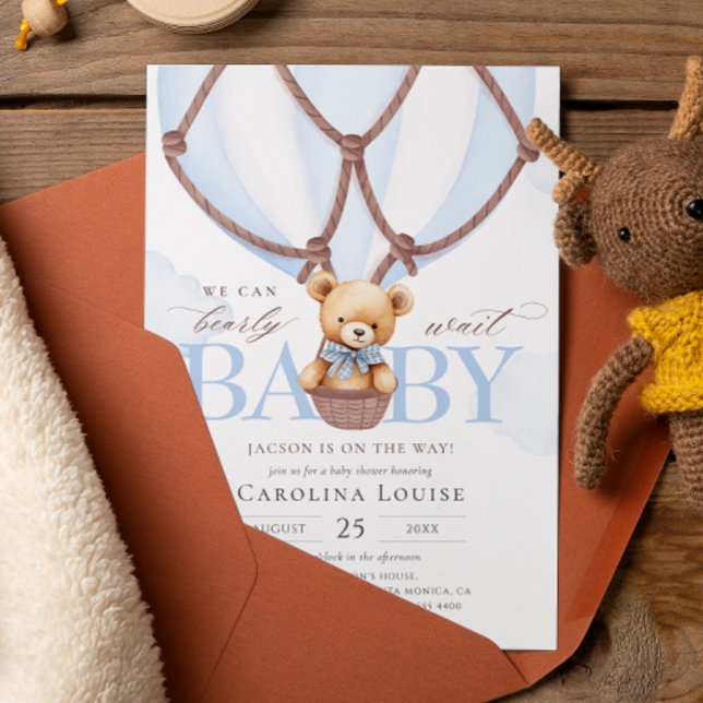 Invitation On Peut Attendre ! Baby shower de l'ours en peluch (Créateur téléchargé)
