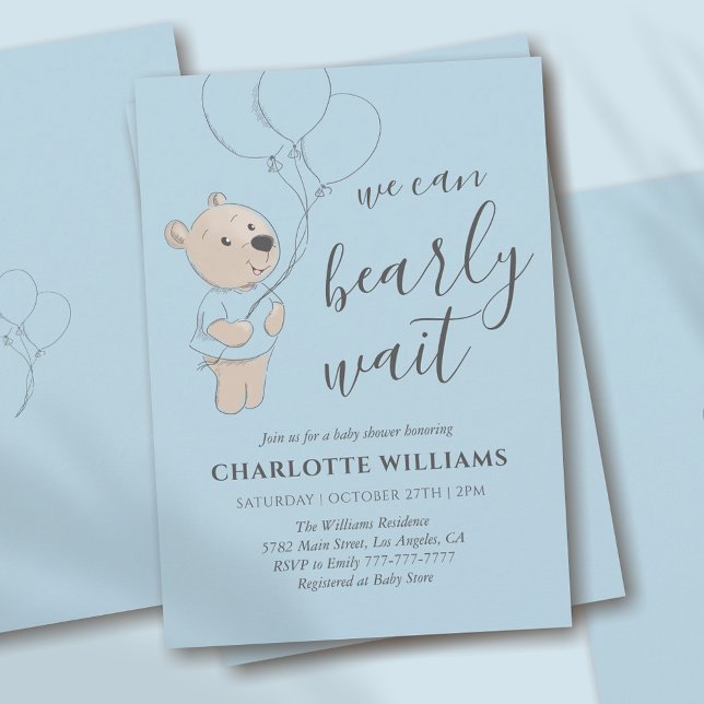 Invitation On Peut Attendre | Baby shower de l'ours en peluch (Créateur téléchargé)