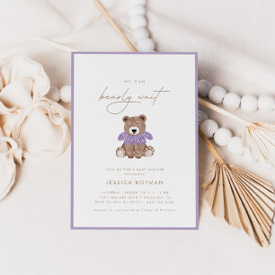 Invitation On peut attendre - Baby shower des filles violette
