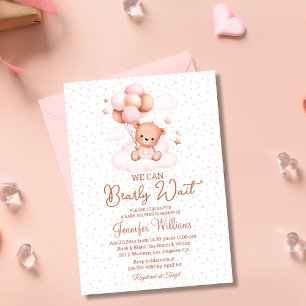 Invitation on peut attendre, baby shower fille brune arche