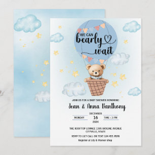 Invitation on peut attendre baby shower garçon