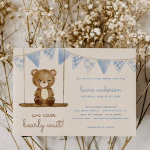 Invitation On peut attendre ! Baby shower Garçon Teddy Bear