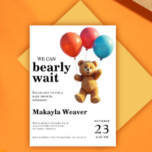 Invitation on peut attendre Bear Boy Baby shower