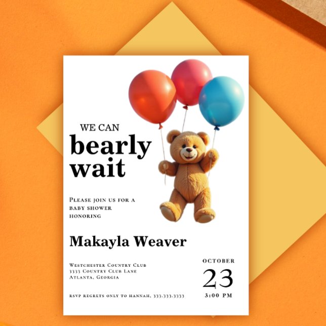 Invitation on peut attendre Bear Boy Baby shower (Créateur téléchargé)