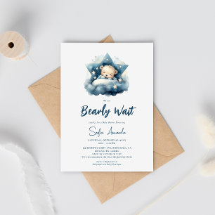Invitation On peut attendre Bear Night Baby shower