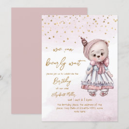Invitation On peut attendre bébé fille 1er anniversaire