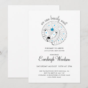 Invitation On peut attendre bébé garçon ours Baby shower
