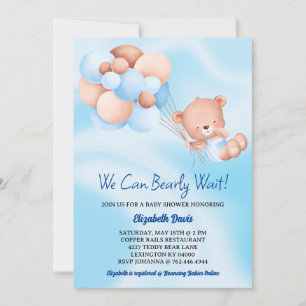 Invitation On Peut Attendre De Beau Beige Baby shower Garçon