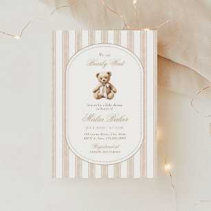Invitation On Peut Attendre Élégant Baby shower Ours Teddy