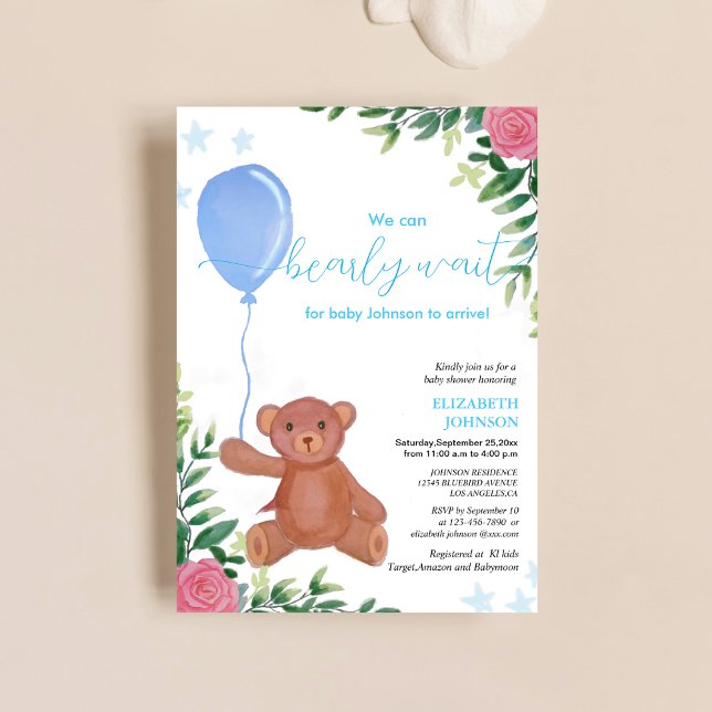 Invitation on peut attendre floral mignon baby shower (Créateur téléchargé)