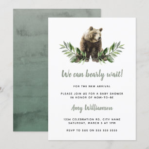 Invitation On peut attendre l'aquarelle Baby shower des bois