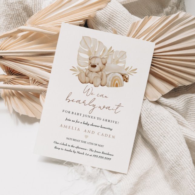 Invitation On peut attendre le Baby shower Boho (Créateur téléchargé)