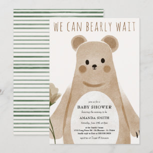 Invitation On peut attendre le Baby shower Boho Ours