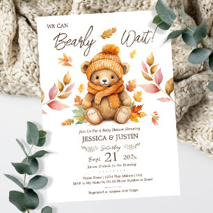 Invitation On peut attendre le Baby shower d'automne rose