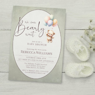 Invitation On peut attendre le baby shower de ballons d'ours