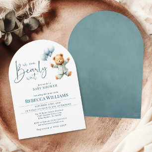 Invitation On peut attendre le baby shower de ballons d'ours