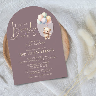 Invitation On peut attendre le baby shower de ballons d'ours