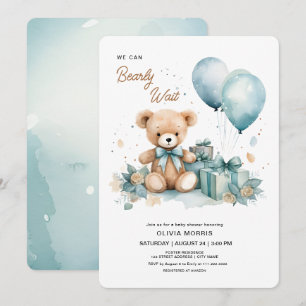 Invitation On peut attendre le Baby shower de garçon