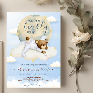 Invitation On peut attendre le Baby shower de garçon
