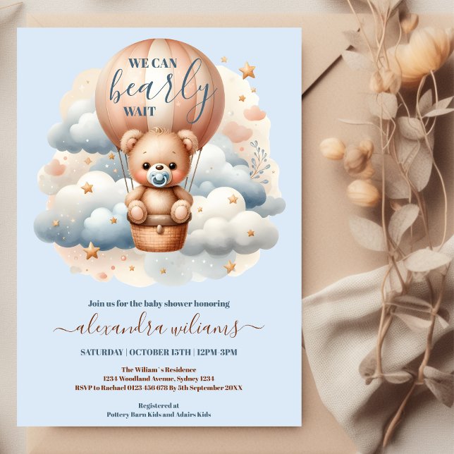 Invitation On peut attendre le Baby shower de garçon (Créateur téléchargé)