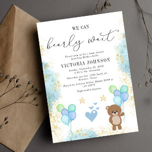 Invitation On peut attendre le Baby shower de garçon