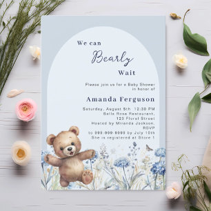 Invitation On peut attendre le Baby shower de garçon en peluc
