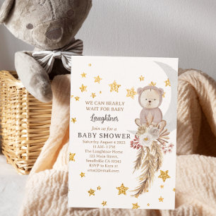 Invitation On peut attendre le Baby shower de la lune d'ours