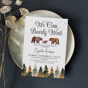 Invitation On peut attendre le Baby shower de l'ours d'automn