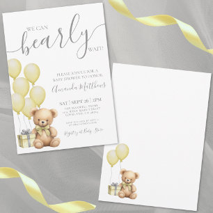 Invitation On peut attendre le Baby shower de l'ours jaune