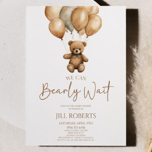 Invitation On Peut Attendre Le Baby shower De L'Ours Teddy Bo