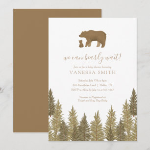 Invitation On peut attendre le Baby shower des bois