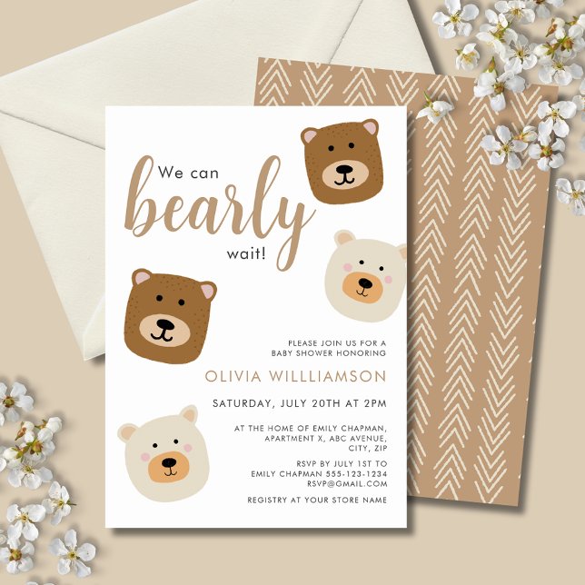 Invitation On peut attendre le Baby shower des garçons (We can bearly wait, gender neutral baby shower invitation. Matching products available.)