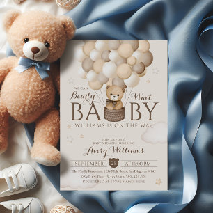 Invitation On peut attendre le Baby shower d'ours de ballon