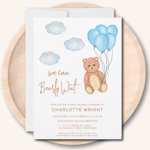 Invitation On peut attendre le Baby shower du garçon