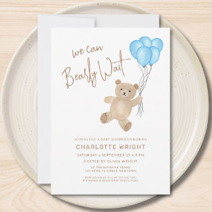 Invitation On peut attendre le Baby shower du garçon