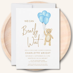 Invitation On peut attendre le Baby shower du garçon