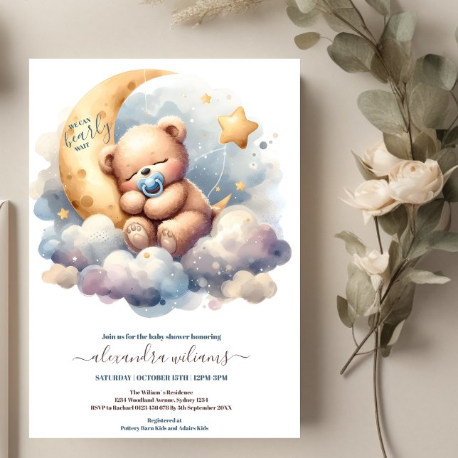 Invitation On peut attendre le Baby shower Garçon bleu (Créateur téléchargé)