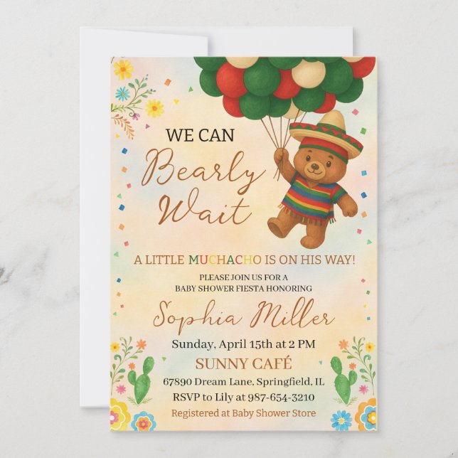 Invitation On peut attendre le Baby shower mexicain Muchacho (Devant)