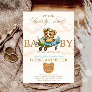 Invitation On peut attendre le baby shower pilote Teddy Bear